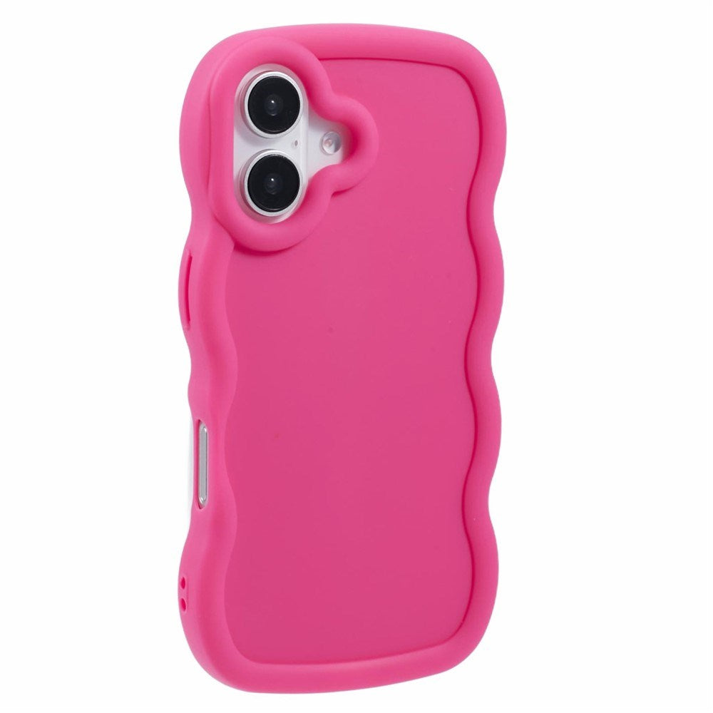 EIDERWOOD iPhone 16 Plus Fleksibelt Plastik Wavy Mobil Cover - Pink