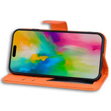 iPhone 16 Pro Kunstlæder Flip Cover m. Figur & Ståfunktion - Orange
