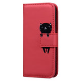 iPhone 16 Pro Kunstlæder Flip Cover m. Figur & Ståfunktion - Rød