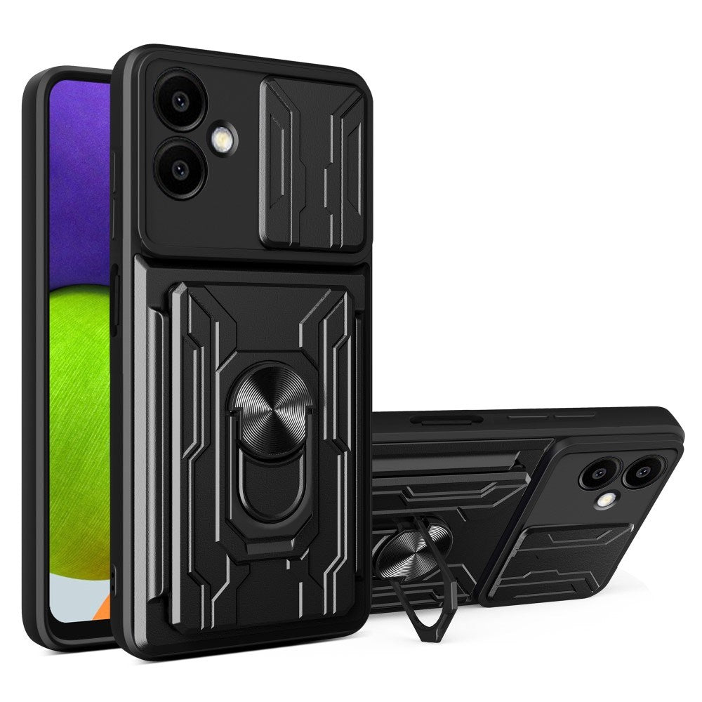 EIDERWOOD Samsung Galaxy A06 Magnetisk Hybrid Håndværker Cover m. Kickstand / Cam Slider / Kortholder - Sort