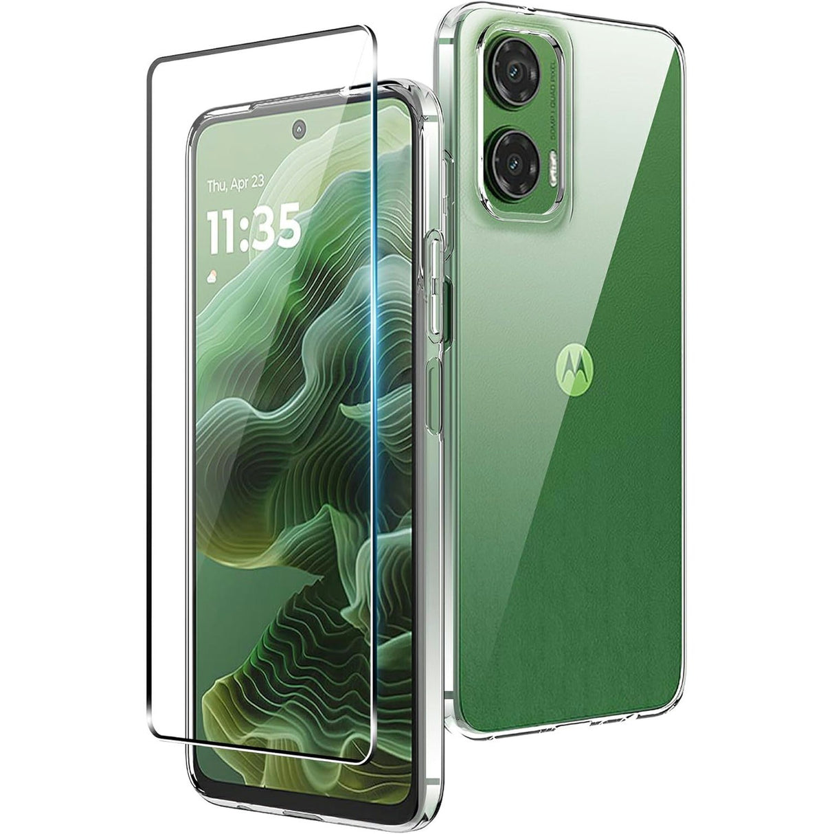 Motorola Moto G35 5G - Klar Blød Plast Anti-Ridse Etui + 2.5D Buet Skærmbeskytter