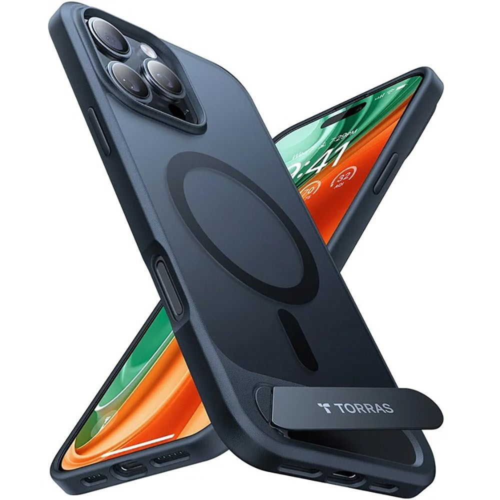 TORRAS - iPhone 16 Pro - Hybrid Cover m. Ståfunktion - MagSafe Kompatibel - Sort