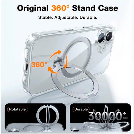 TORRAS - iPhone 16 - Hybrid Plastik Cover m. Ståfunktion - MagSafe Kompatibel - Gennemsigtig