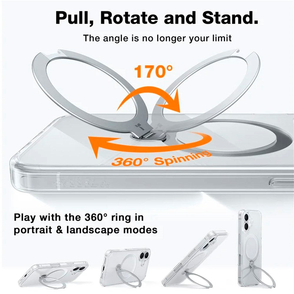 TORRAS - iPhone 16 - Hybrid Plastik Cover m. Ståfunktion - MagSafe Kompatibel - Gennemsigtig