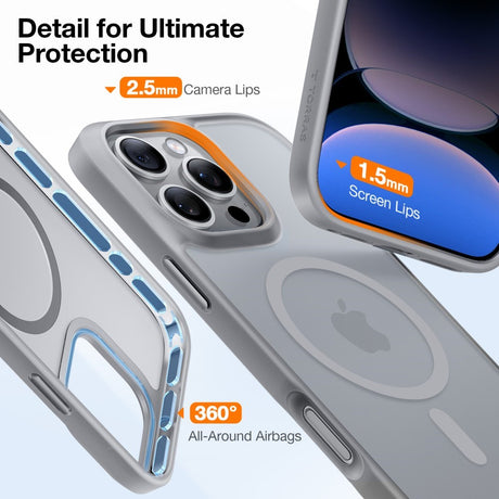 TORRAS - iPhone 16 Pro - Hybrid Cover - MagSafe Kompatibel - Grå