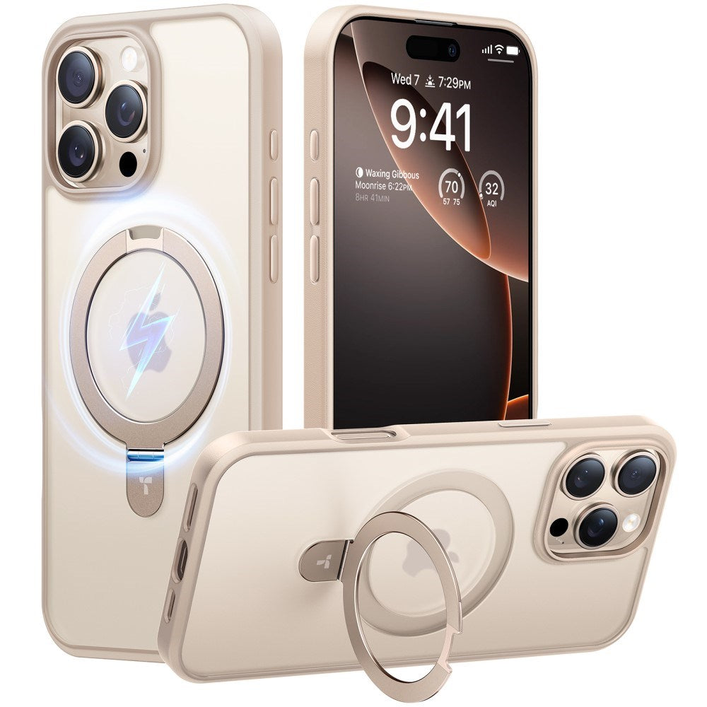 TORRAS - iPhone 16 Pro Max - Guardian Ostand Series Cover m. Kickstand - MagSafe Kompatibel - Rose Gold