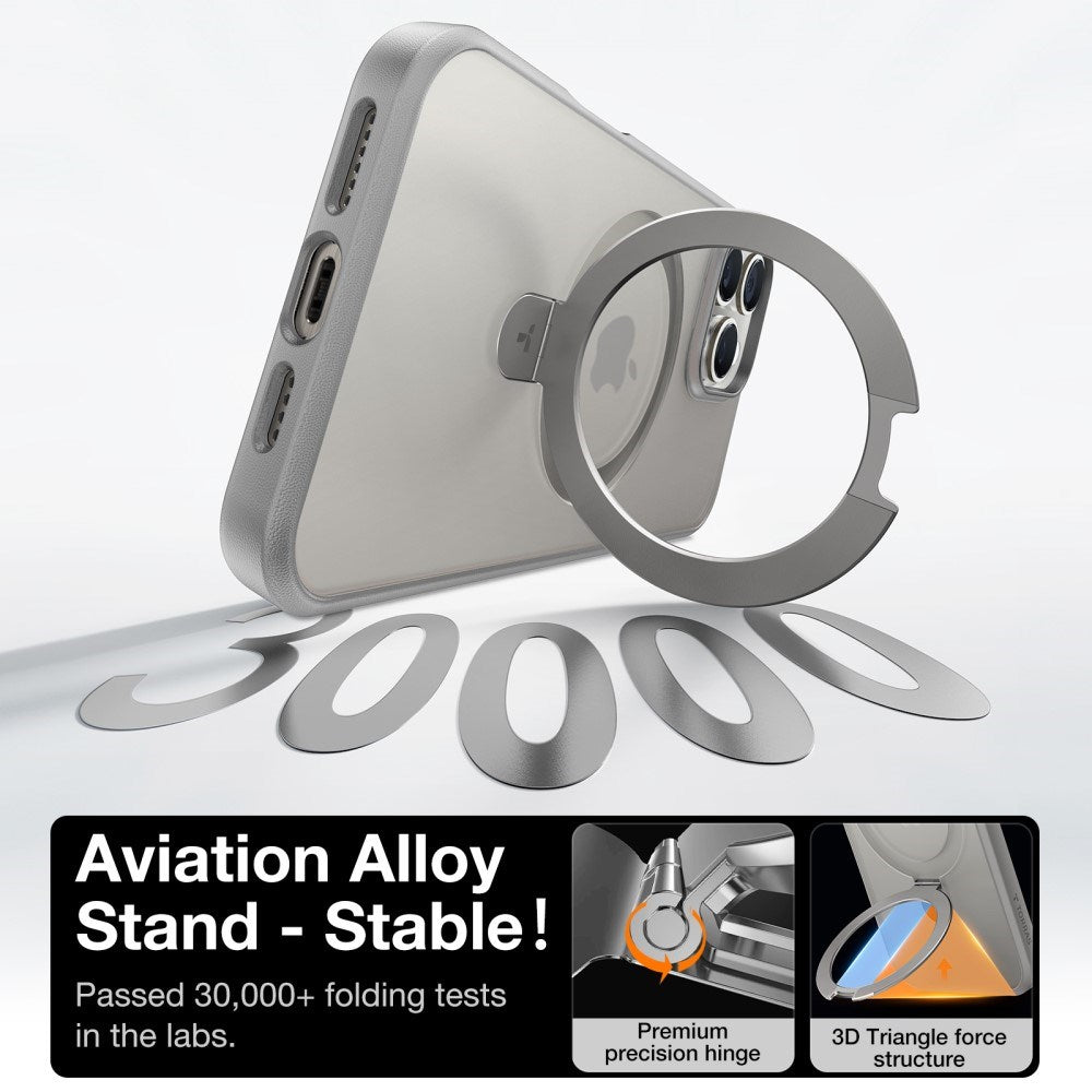 TORRAS - iPhone 16 Pro - Guardian Ostand Series Cover m. Kickstand - MagSafe Kompatibel - Grå