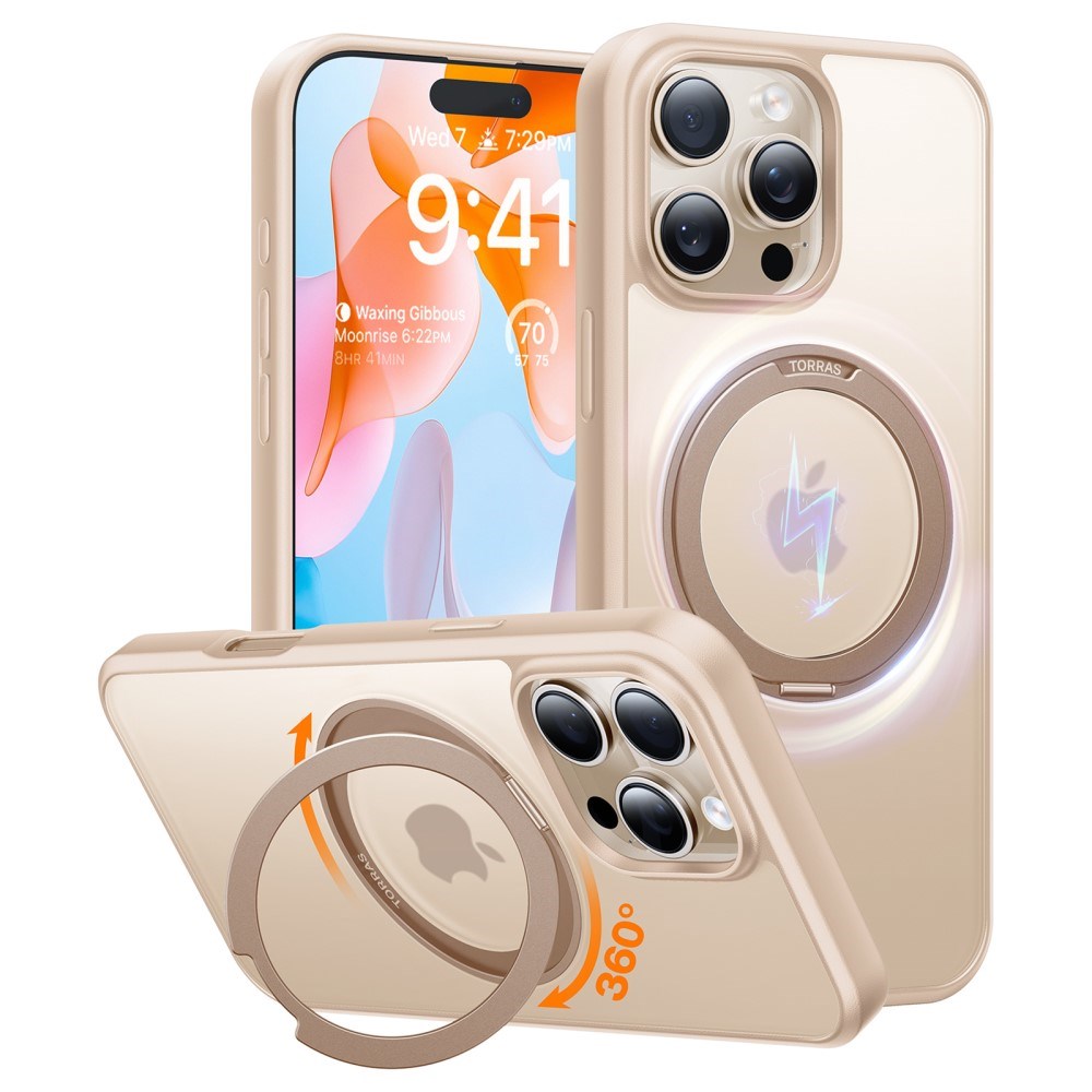 TORRAS - iPhone 16 Pro - Plastik Cover m. Kickstand Ring - MagSafe Kompatibel - Rose Gold