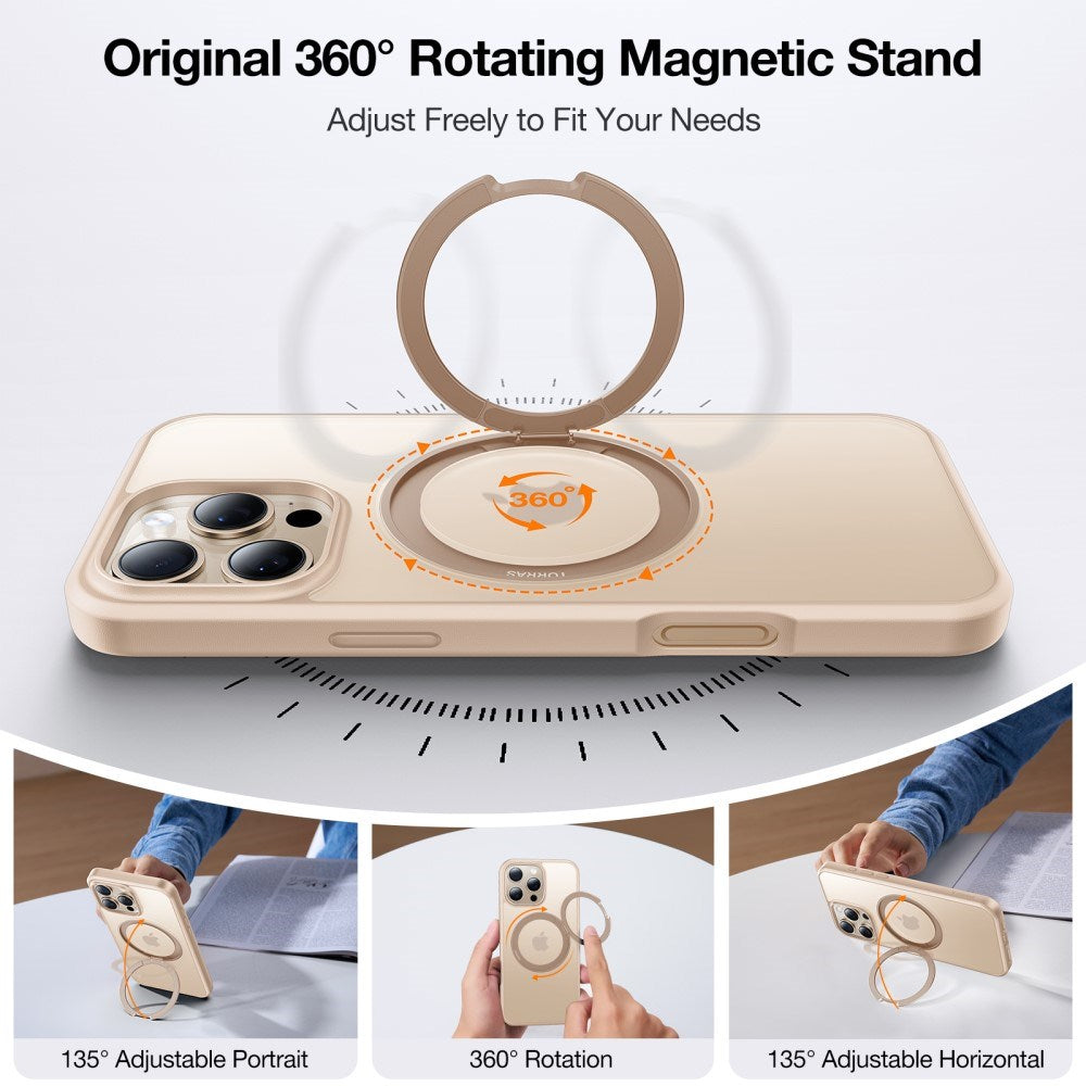 TORRAS - iPhone 16 Pro - Plastik Cover m. Kickstand Ring - MagSafe Kompatibel - Rose Gold