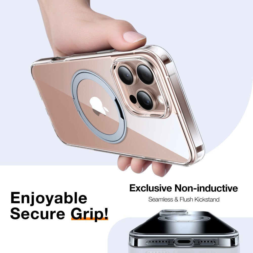 TORRAS - iPhone 16 Pro - Plastik Cover m. Kickstand Ring - MagSafe Kompatibel - Gennemsigtig