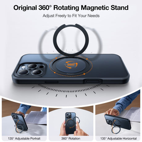 TORRAS - iPhone 16 Pro Max - Plastik Cover m. Kickstand Ring - MagSafe Kompatibel - Sort