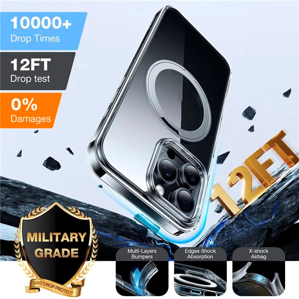 TORRAS - iPhone 16 Pro Max - Plastik Cover m. Kickstand Ring - MagSafe Kompatibel - Gennemsigtig