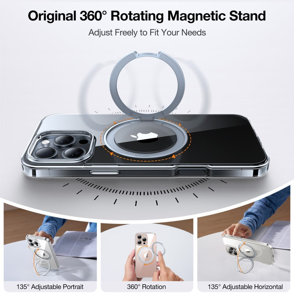 TORRAS - iPhone 16 Pro Max - Plastik Cover m. Kickstand Ring - MagSafe Kompatibel - Gennemsigtig