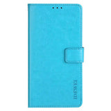 EIDERWOOD iPhone 16 Plus Kunstlæder Flip Case m. Indbygget Pung & Ståfunktion - Lyseblå