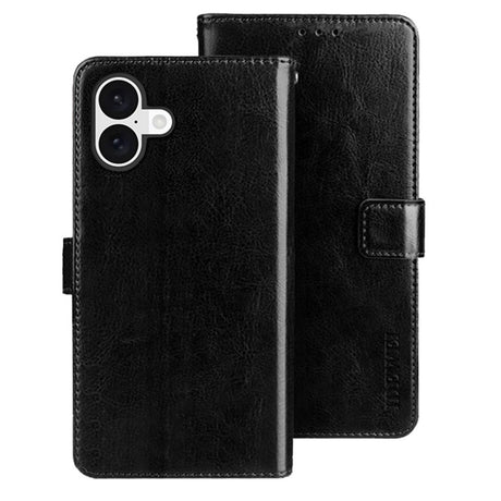 EIDERWOOD iPhone 16 Kunstlæder Flip Case m. Indbygget Pung & Ståfunktion - Sort