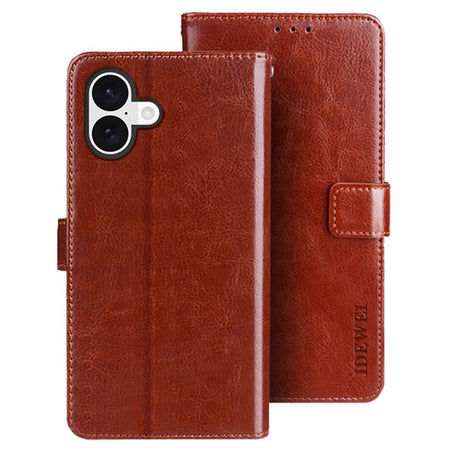 EIDERWOOD iPhone 16 Kunstlæder Flip Case m. Indbygget Pung & Ståfunktion - Brun