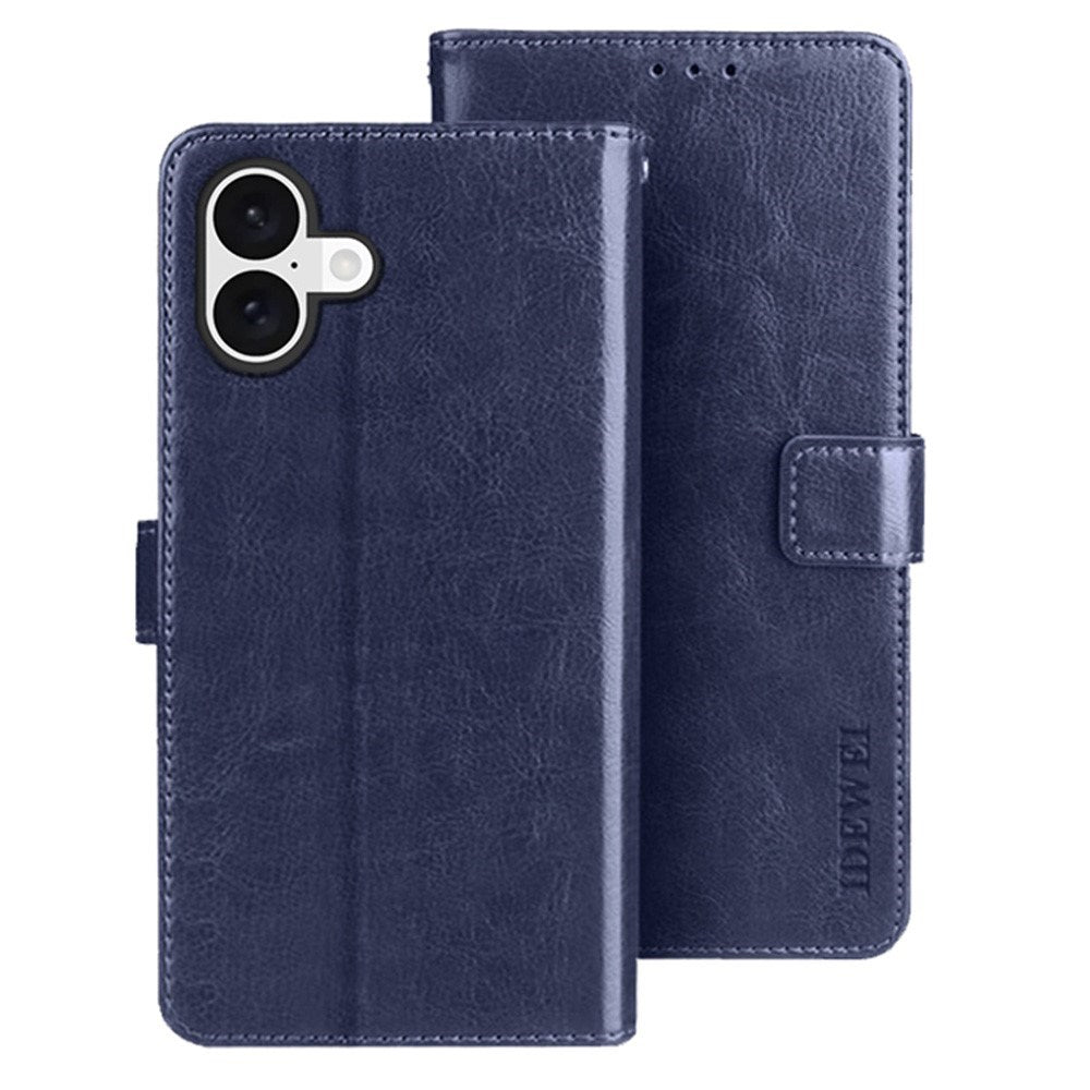 EIDERWOOD iPhone 16 Kunstlæder Flip Case m. Indbygget Pung & Ståfunktion - Blå