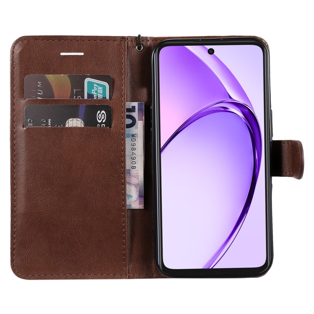 Oppo A60 / A40m / A40 - EIDERWOOD Kunstlæder Flip Cover m. Strop - Brun