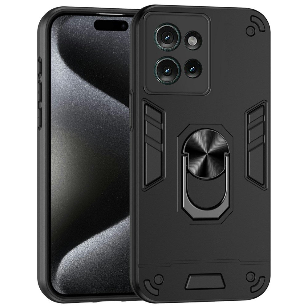 EIDERWOOD Motorola Edge 50 Håndværker Bagside Cover m. Kickstand - Sort