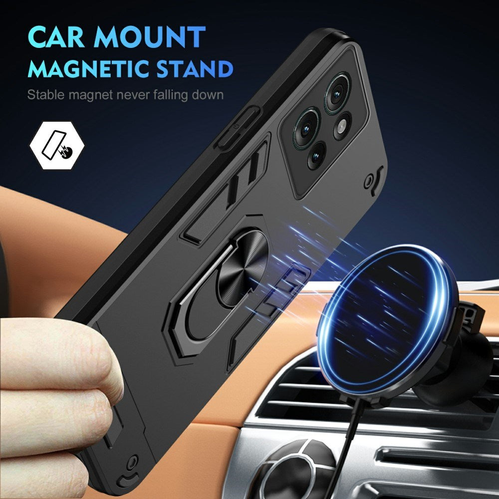 EIDERWOOD Motorola Edge 50 Håndværker Bagside Cover m. Kickstand - Sort