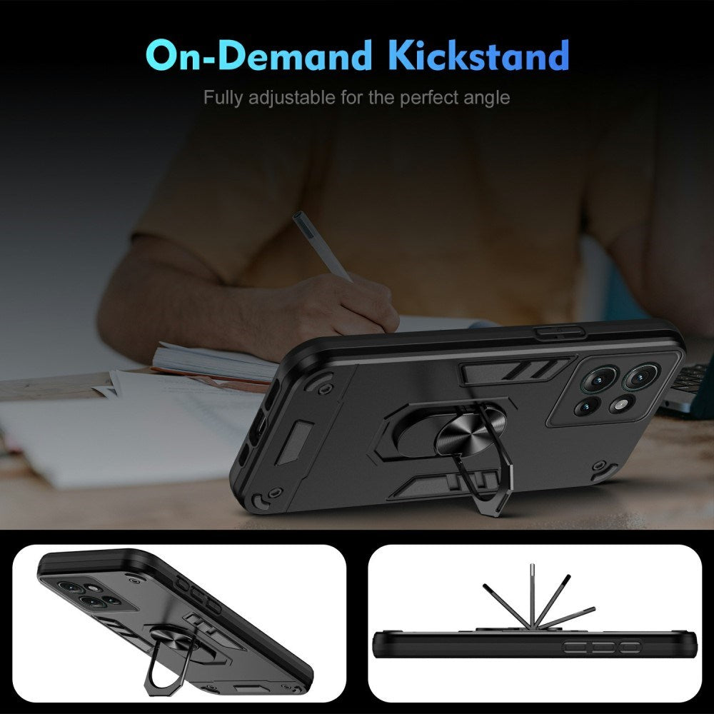 EIDERWOOD Motorola Edge 50 Håndværker Bagside Cover m. Kickstand - Sort