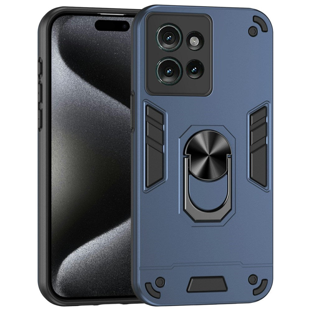 EIDERWOOD Motorola Edge 50 Håndværker Bagside Cover m. Kickstand - Blå