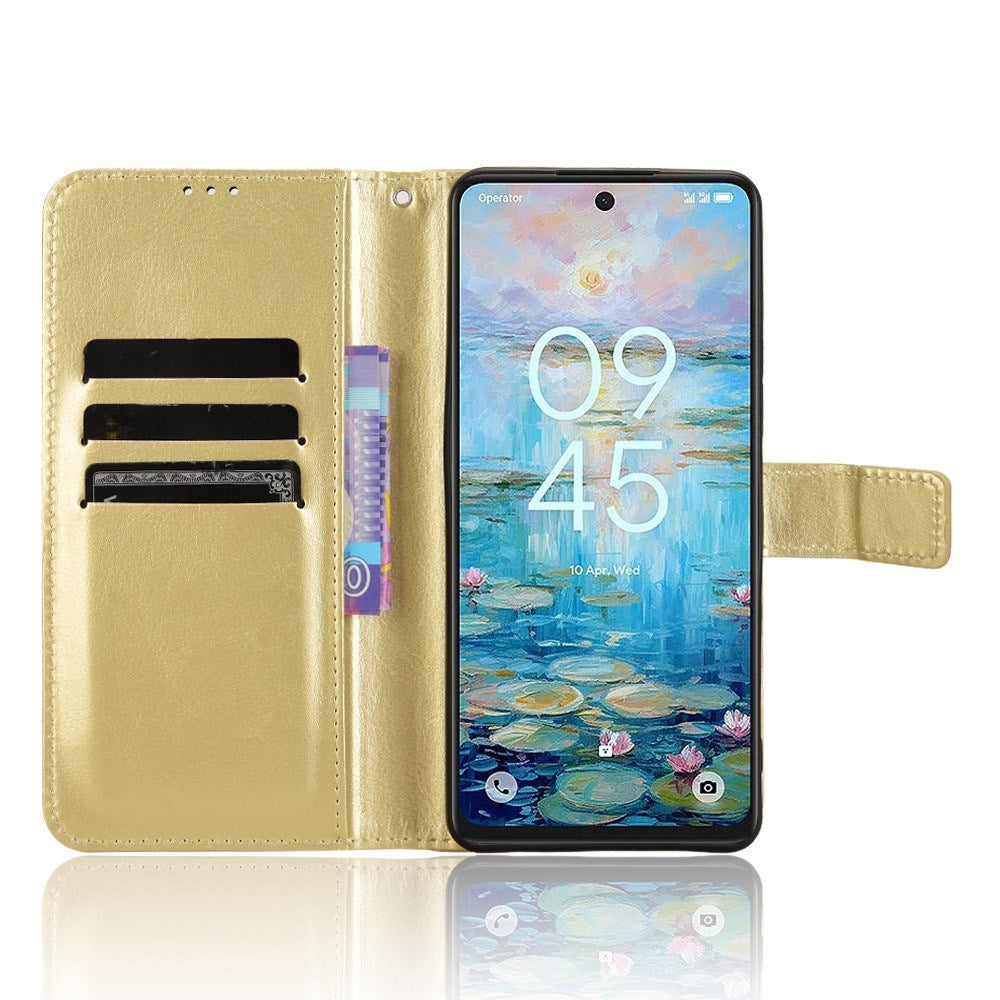 EIDERWOOD TCL 50 Pro Nxtpaper (5G) Blankt Læder Mobil Cover m. Pung & Strop - Guld