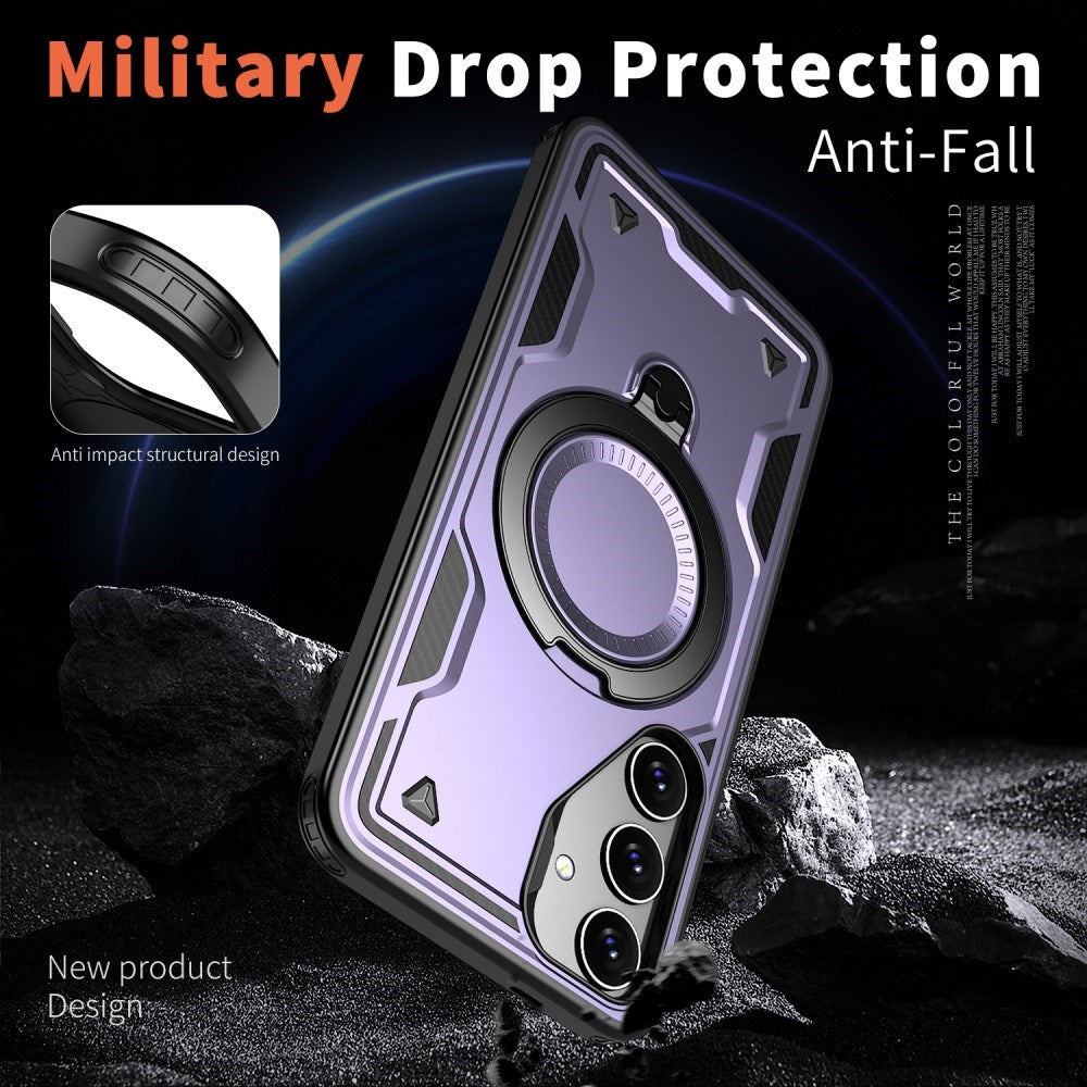 Samsung Galaxy S25/S24 Beskyttelsescover med MagSafe og Integreret Støttefunktion - Lilla