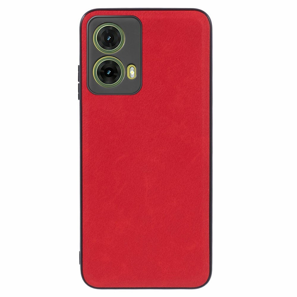 Motorola Moto G35 (5G) - EIDERWOOD Læderbelagt Fleksibelt Plastik Cover - Rød