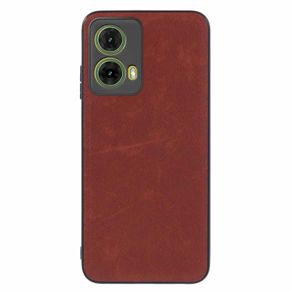 Motorola Moto G35 (5G) - EIDERWOOD Læderbelagt Fleksibelt Plastik Cover - Brun