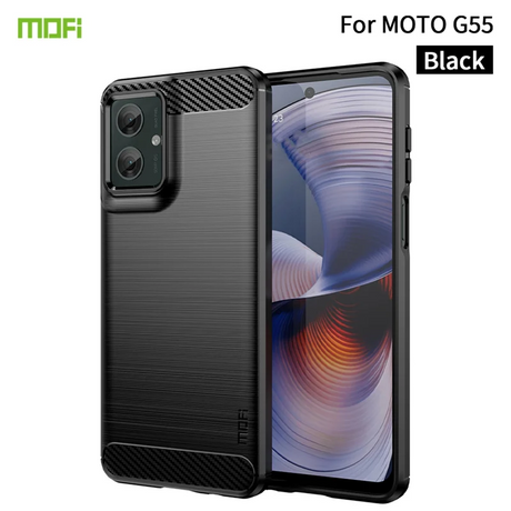 Motorola Moto G55 5G MOFI - Carbon Fiber Cover - Sort