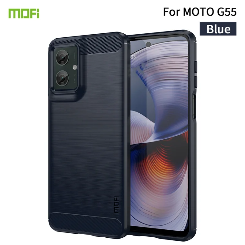 Motorola Moto G55 5G MOFI - Carbon Fiber Cover - Blå