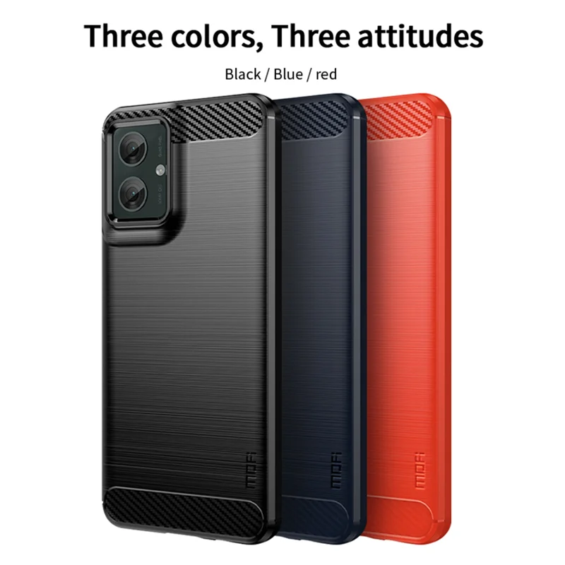 Motorola Moto G55 5G MOFI - Carbon Fiber Cover - Rød