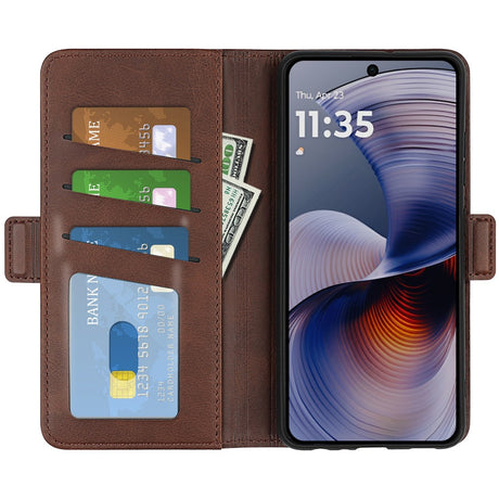 EIDERWOOD Motorola Moto G55 Wallet Flip Læder Cover m. Pung - Mørkebrun