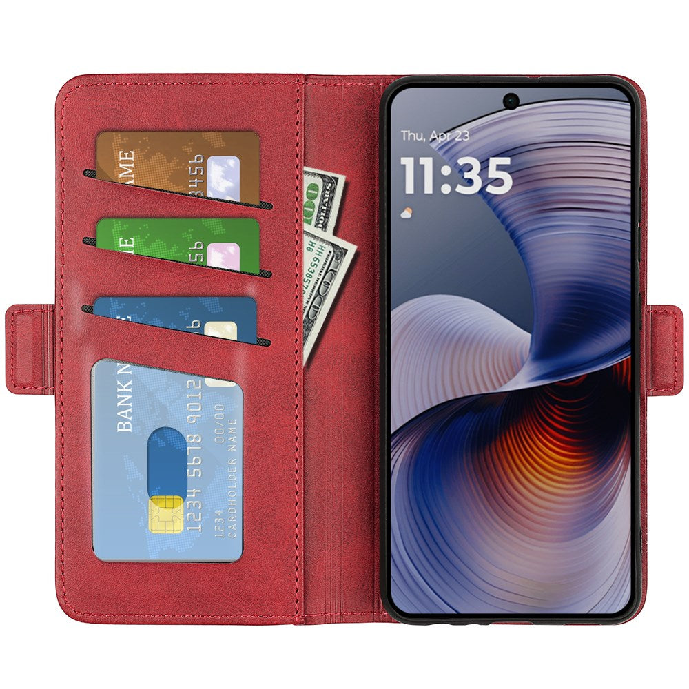 Motorola Moto G55 Wallet Flip Læder Cover m. Pung - Rød