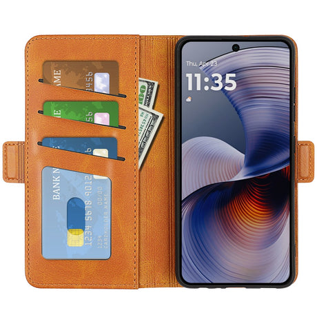 Motorola Moto G55 Wallet Flip Læder Cover m. Pung - Brun