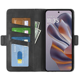 Motorola Edge 50 Neo Wallet Flip Læder Cover m. Pung - Sort