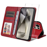 Samsung Galaxy S25 Ultra - EIDERWOOD 2-i-1 Kunstlæder Flip Case m. Skærmbeskyttelsesglas - Rød