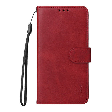 Samsung Galaxy S25 Ultra - EIDERWOOD 2-i-1 Kunstlæder Flip Case m. Skærmbeskyttelsesglas - Rød