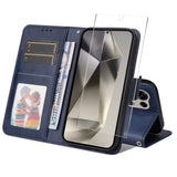 Samsung Galaxy S25 Ultra - EIDERWOOD 2-i-1 Kunstlæder Flip Case m. Skærmbeskyttelsesglas - Blå