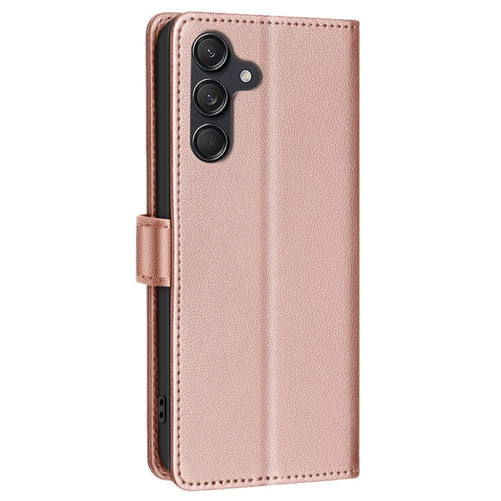 BINFEN Samsung Galaxy A36 (5G) Imiteret Læder Flip Cover m. RFID Blokering og Kortholder - Rose Gold