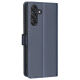 BINFEN Samsung Galaxy A36 (5G) Imiteret Læder Flip Cover m. RFID Blokering og Kortholder - Blå