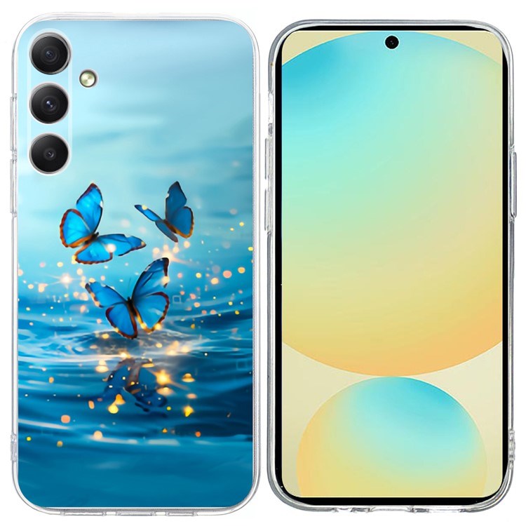 EIDERWOOD Samsung Galaxy S25 FE Fleksibel Plastik Bagside Cover m. Motiv - Vand / Blå Sommerfugle