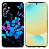 EIDERWOOD Samsung Galaxy S25 FE Fleksibel Plastik Bagside Cover m. Motiv - Sort / Blå Sommerfugle