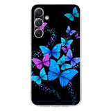 EIDERWOOD Samsung Galaxy S25 FE Fleksibel Plastik Bagside Cover m. Motiv - Sort / Blå Sommerfugle