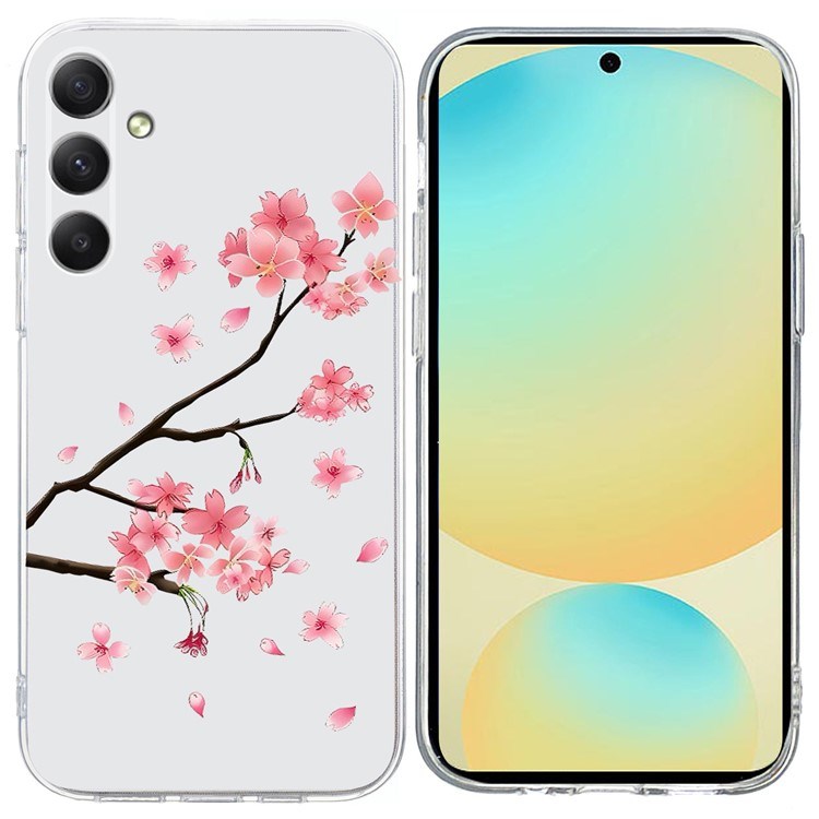 EIDERWOOD Samsung Galaxy S25 FE Fleksibel Plastik Bagside Cover m. Motiv - Gennemsigtig / Lyserøde Blomster