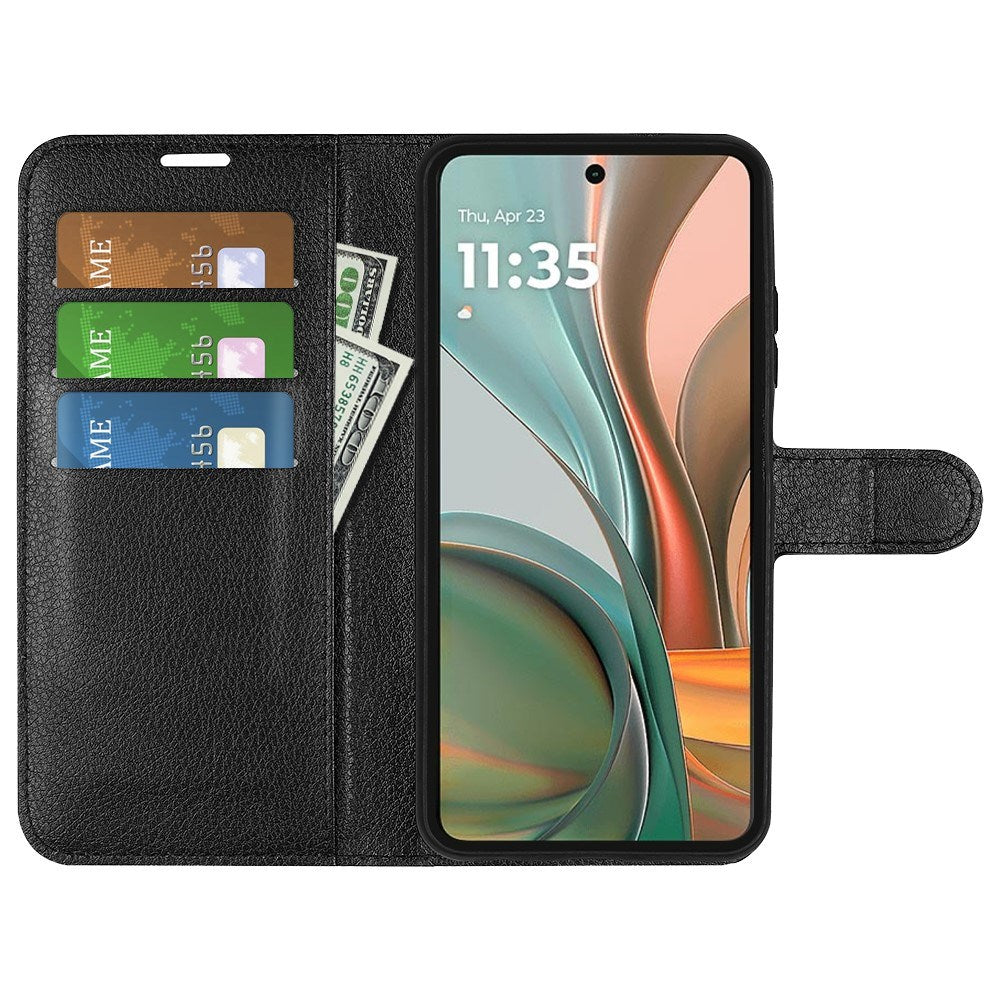 Motorola Moto G75 (5G) - EIDERWOOD Kunstlæder Flip Cover m. Kortholder & Ståfunktion - Sort