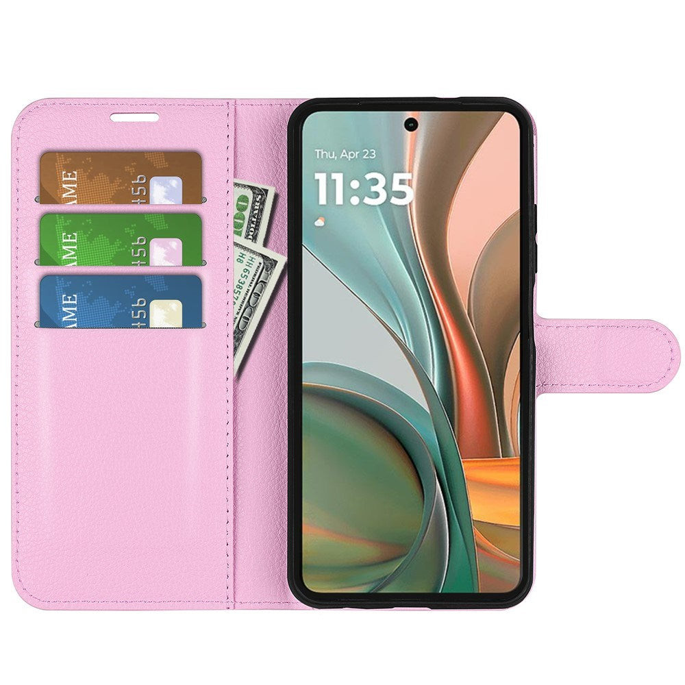 Motorola Moto G75 (5G) - EIDERWOOD Kunstlæder Flip Cover m. Kortholder & Ståfunktion - Lyserød