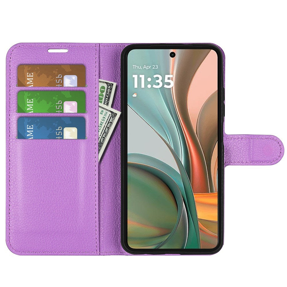 Motorola Moto G75 (5G) - EIDERWOOD Kunstlæder Flip Cover m. Kortholder & Ståfunktion - Lilla