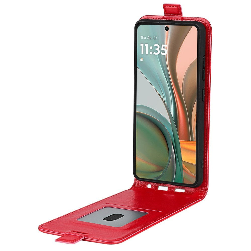EIDERWOOD Motorola Moto G75 5G Etui med Kortlommer – Vertikal Flip Kunstlæder Cover - Rød